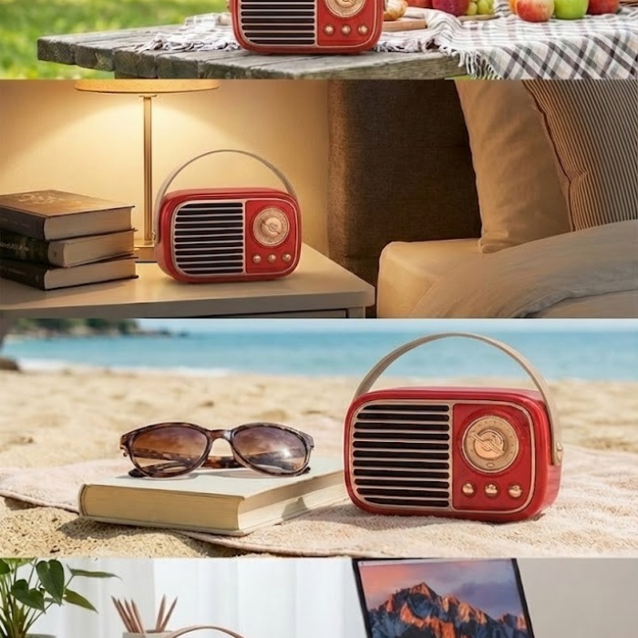 ® Yeni Ürün Nostaljik Retro Bluetooth FM Radyo, USB ve Bluetooth Kablosuz Hoparlör